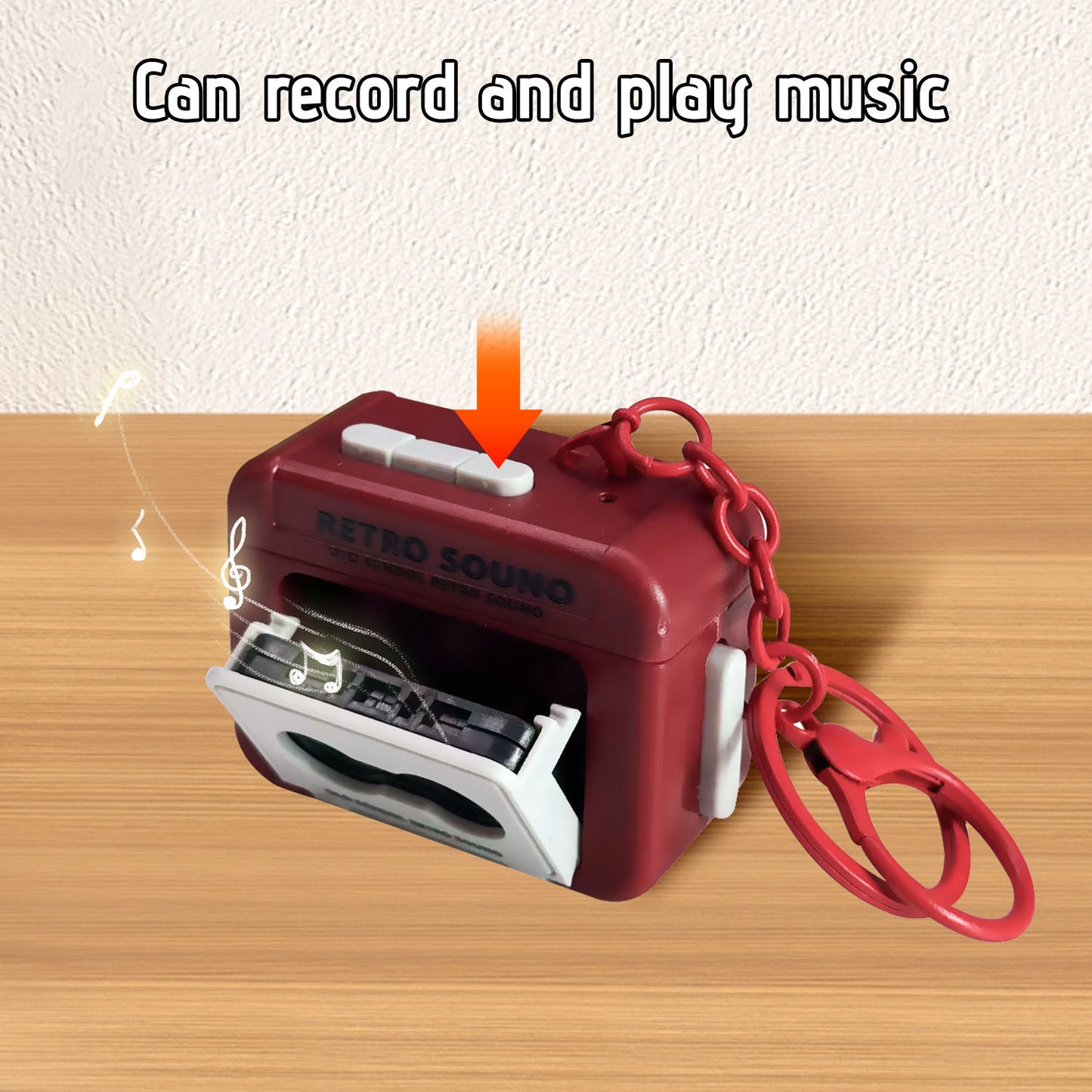 Mini Retro Cassette Tape Recorder Keychain