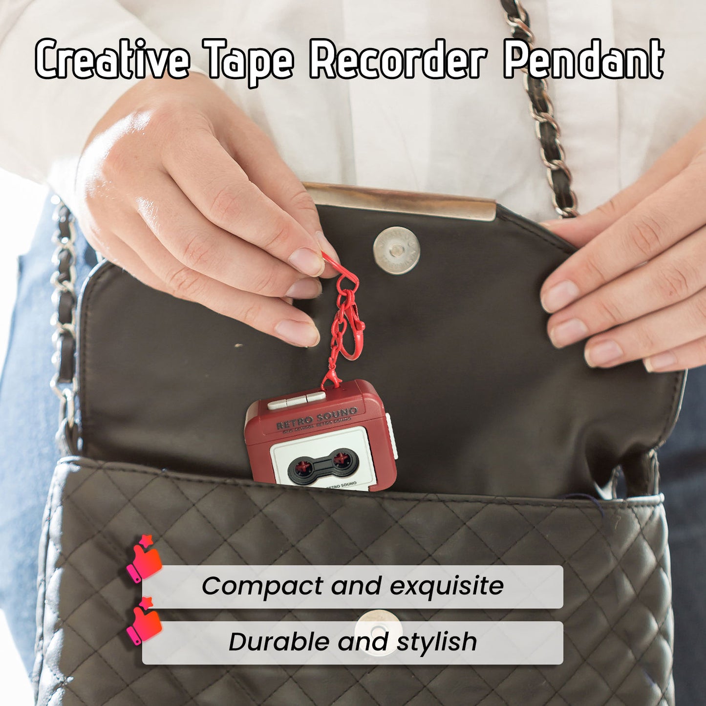 Mini Retro Cassette Tape Recorder Keychain